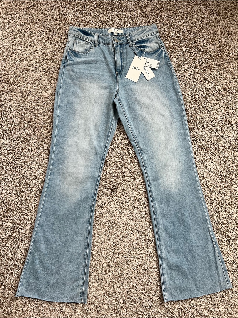 NWT Joie High Rise Flare Jeans Light Wash Raw Hem Size 6